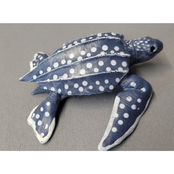 Leatherback Sea Turtle Figure Blue White Polka Dot PVC Toy Ocean Marine Life Toy - Picture 6 of 11